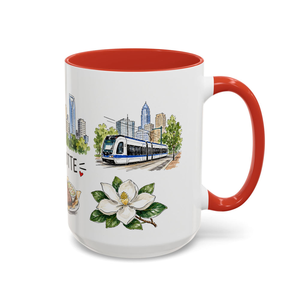 Charlotte Illustrated Travel Mug | City Souvenir Accent Coffee Mug | 11oz 15oz Ceramic Cup