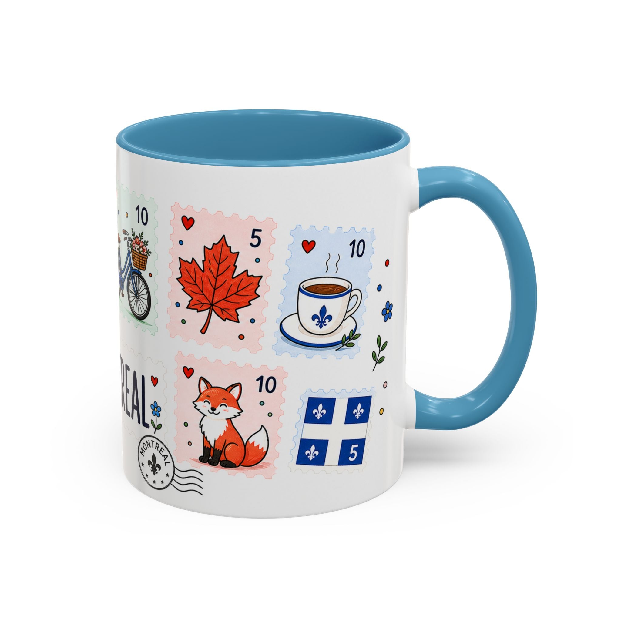 Montreal Coffee Mug | Postage Stamp Collage Mug | Travel Souvenir Accent Cup 11oz 15oz