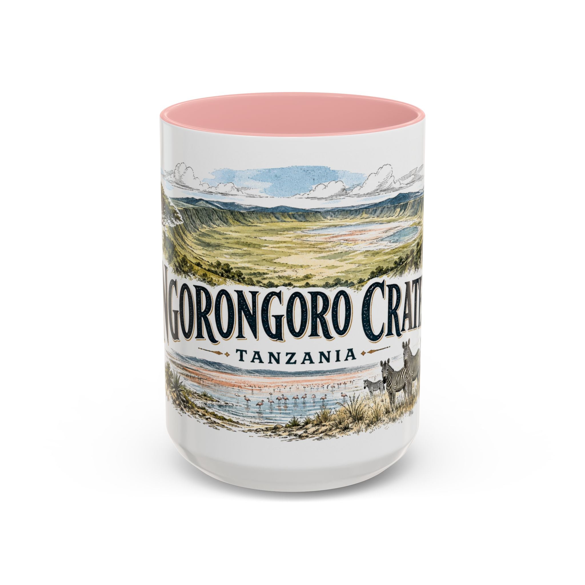 Ngorongoro Crater Mug, Tanzania Travel Souvenir, Bucket List Gift, Accent Ceramic Coffee Mug 11oz 15oz