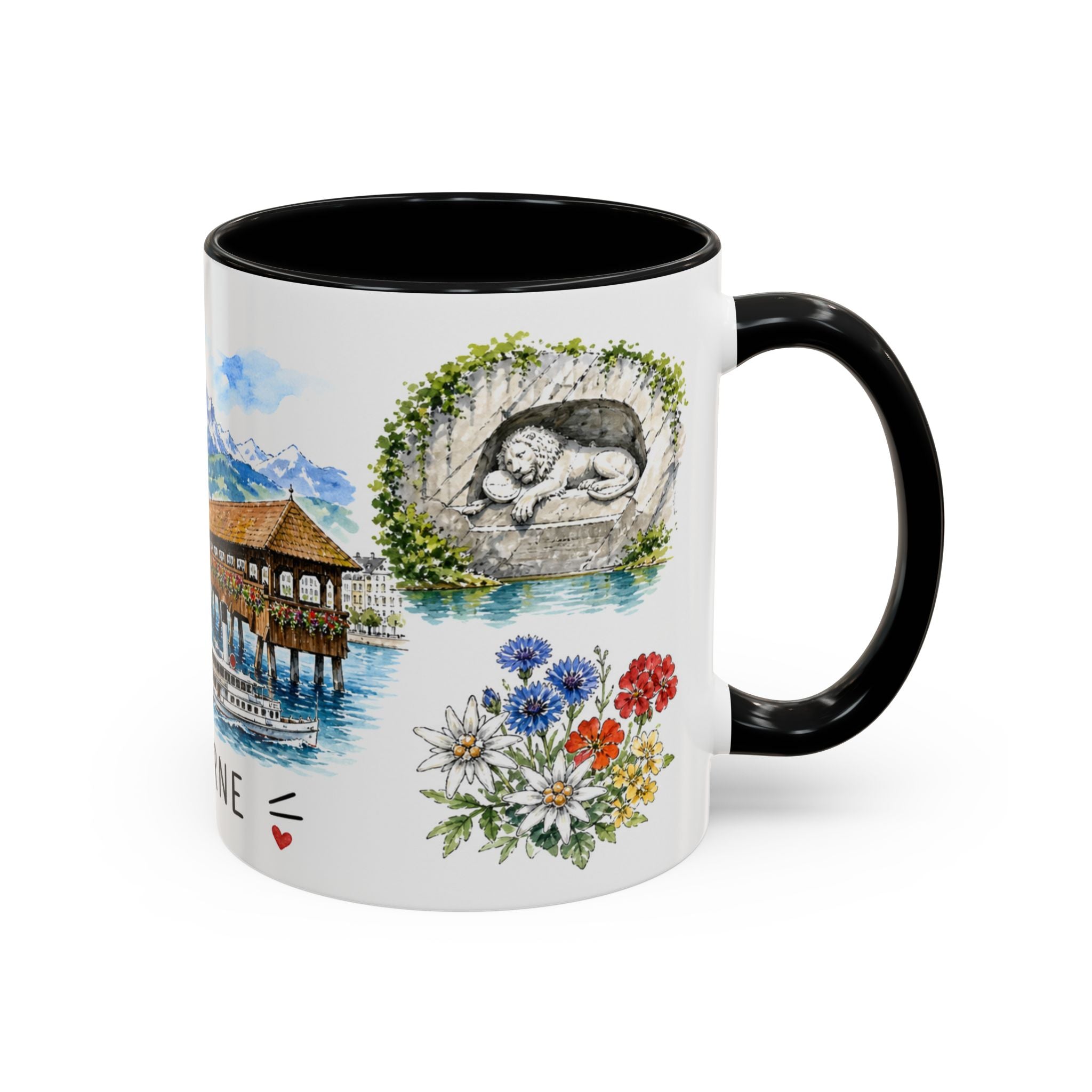 Lucerne Illustrated Travel Mug | City Souvenir Accent Coffee Mug | 11oz 15oz Ceramic Cup