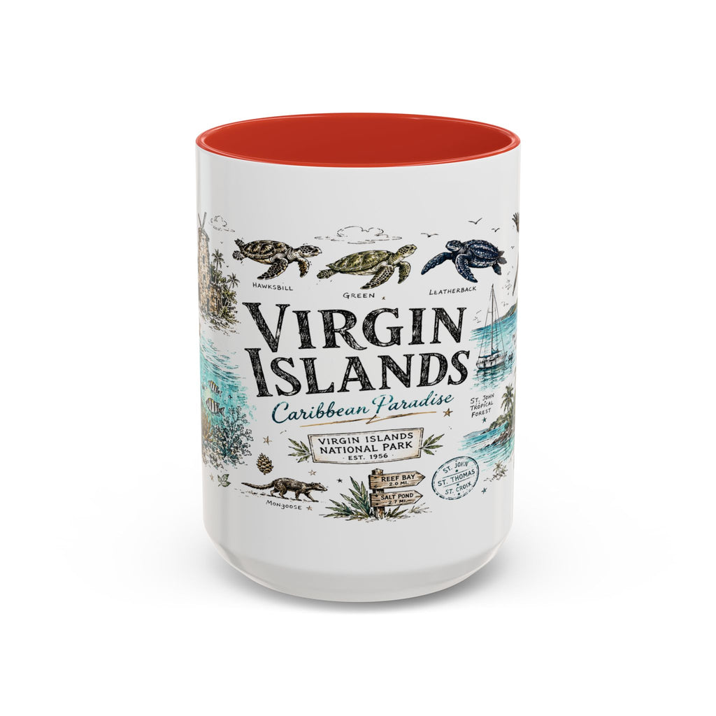 Virgin Islands National Park Coffee Mug | Caribbean Beach Snorkeling Reef Gift | Accent Color Ceramic 11oz 15oz