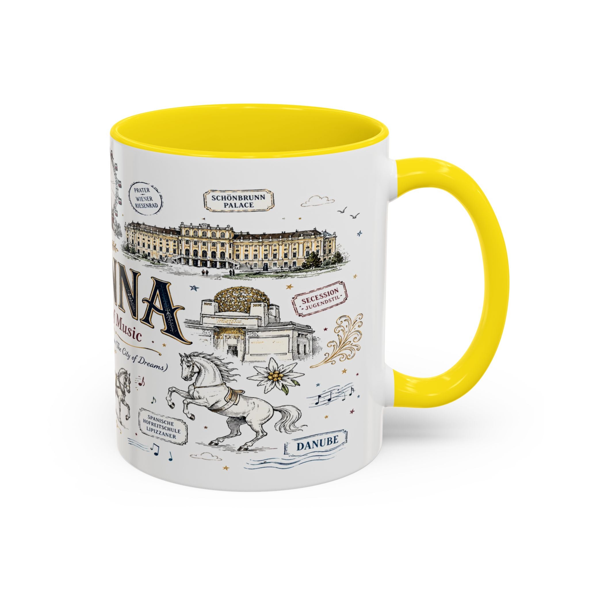 Vienna Coffee Mug | Austria Souvenir Travel Gift | Accent Color Ceramic 11oz 15oz