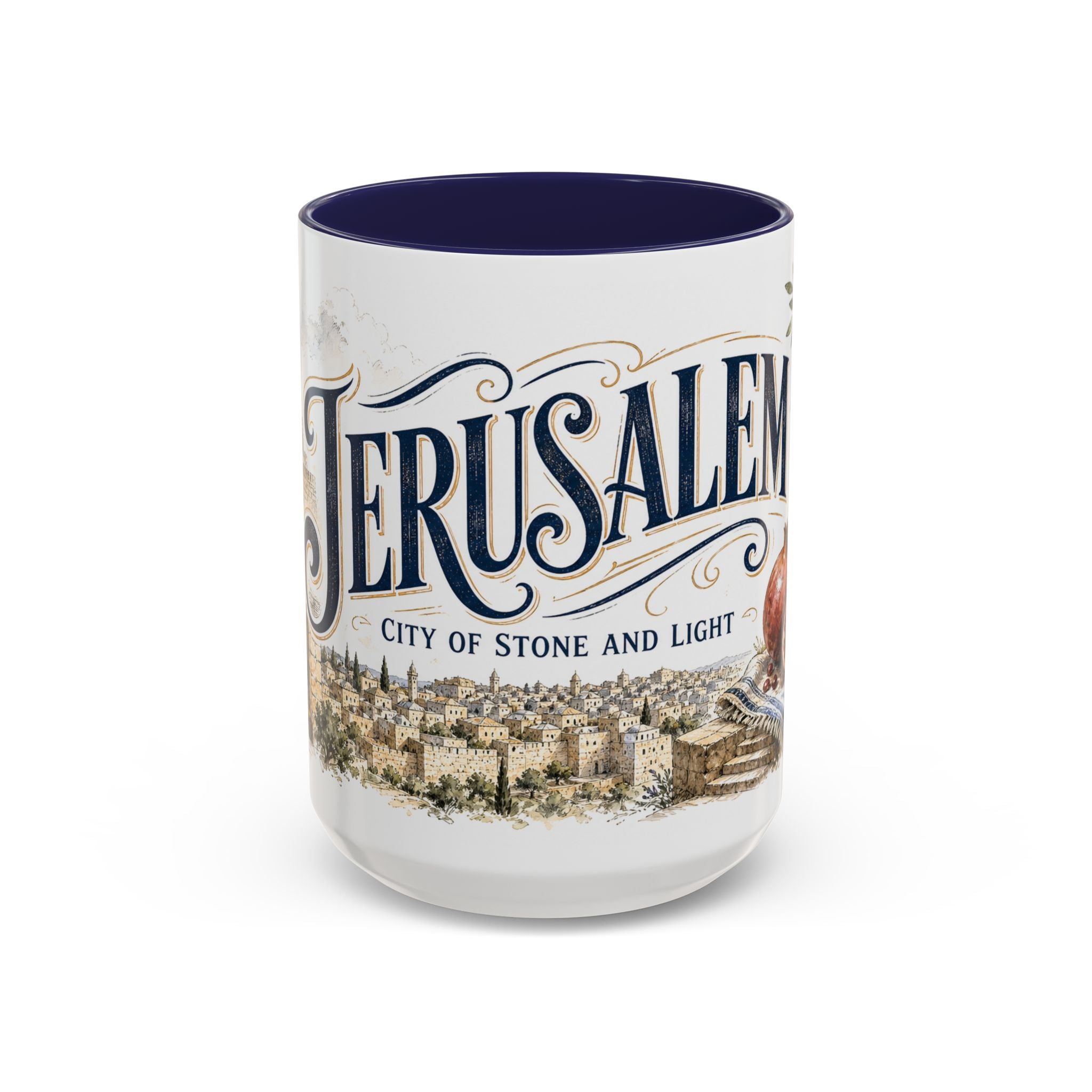 Jerusalem Coffee Mug | Jerusalem region Travel Souvenir | Vintage Illustrated City Gift | 11 oz 15 oz Accent Mug