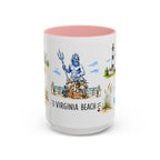 Virginia Beach Illustrated Travel Mug | City Souvenir Accent Coffee Mug | 11oz 15oz Ceramic Cup