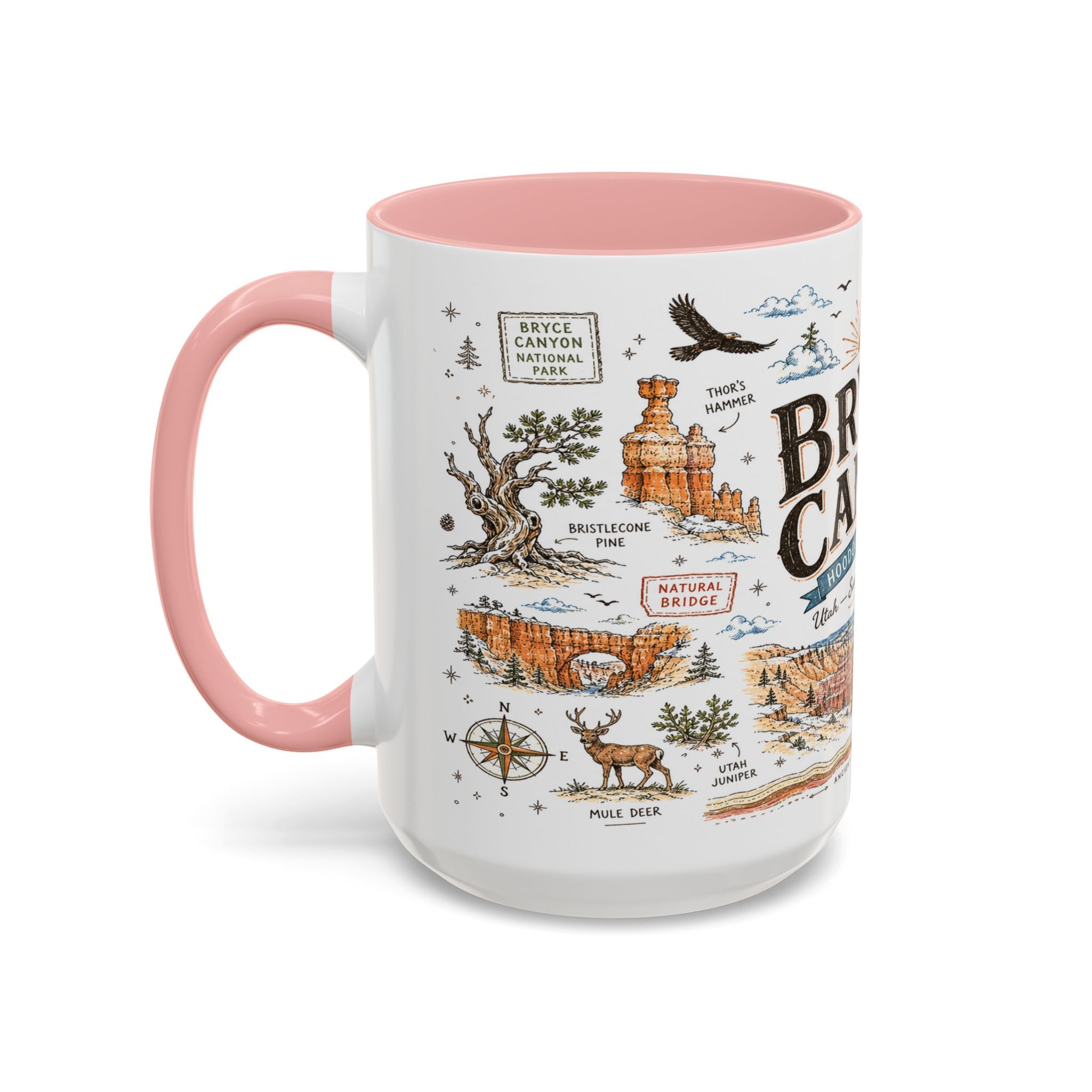 Bryce Canyon Coffee Mug | National Park Hiking Utah Gift | Accent Color Ceramic 11oz 15oz