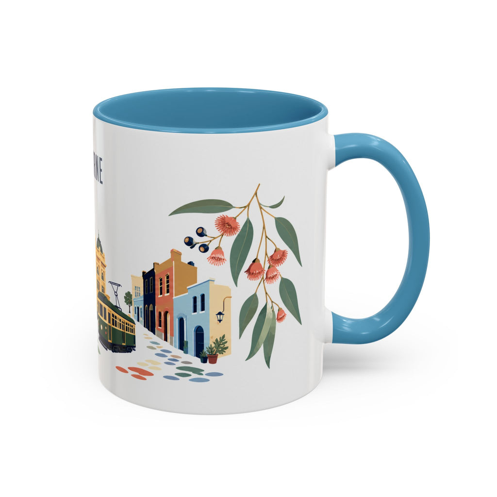 Melbourne Coffee Mug | Australia Travel Souvenir | Porcelain Decal City Gift | 11oz 15oz Accent Mug