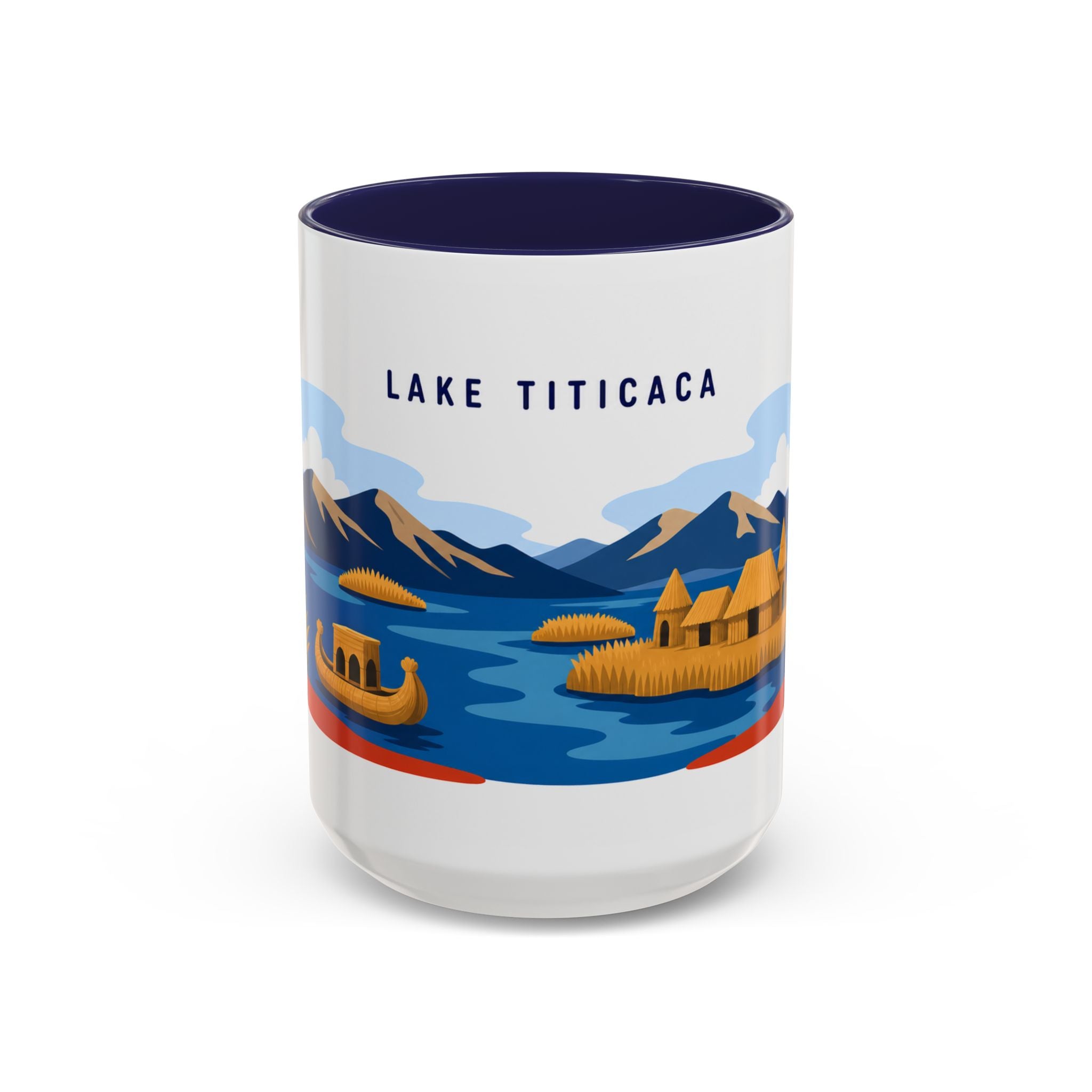 Lake Titicaca Coffee Mug | Travel Destination Souvenir Gift | Accent Color Ceramic 11oz 15oz