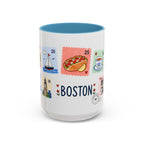 Boston Coffee Mug | Postage Stamp Collage Mug | Travel Souvenir Accent Cup 11oz 15oz