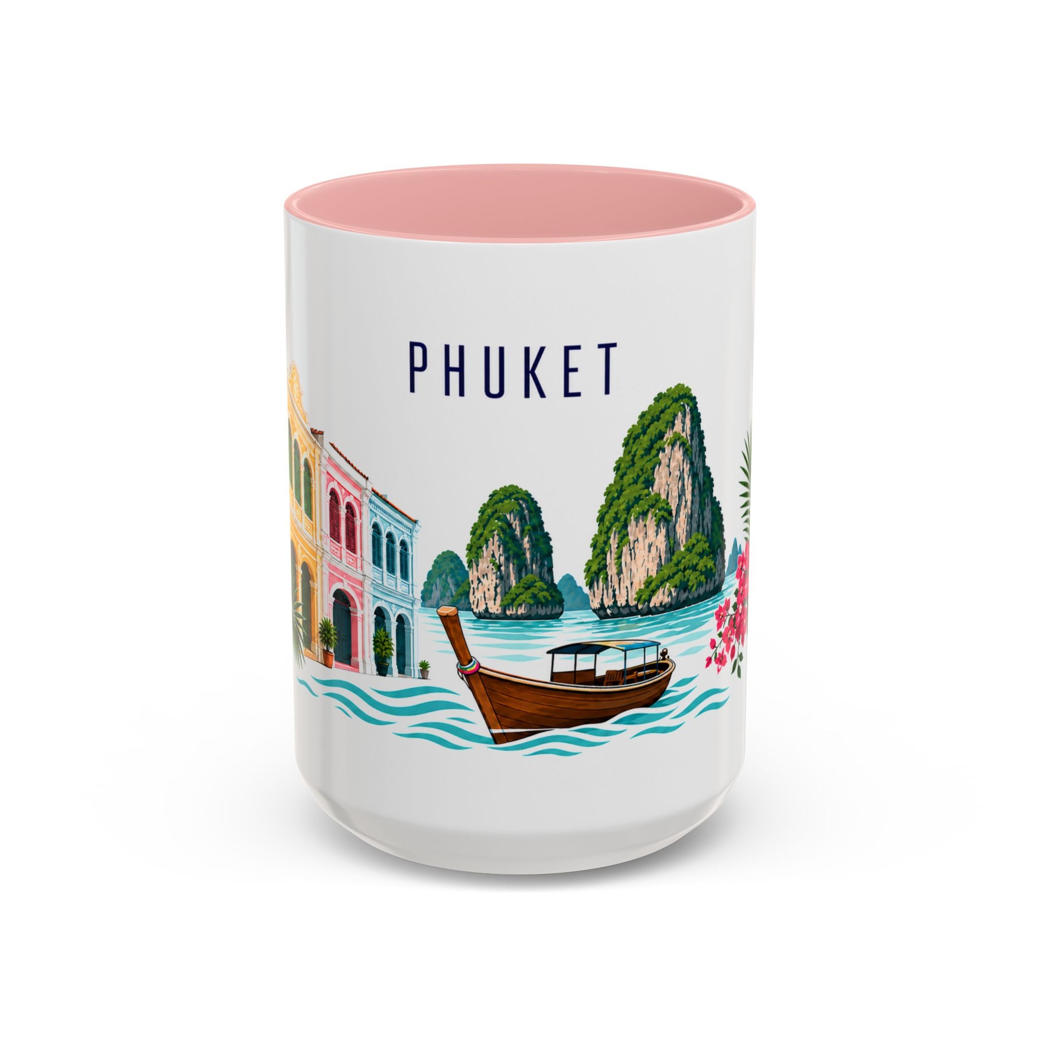Phuket Coffee Mug | Thailand Travel Souvenir | Porcelain Decal City Gift | 11oz 15oz Accent Mug