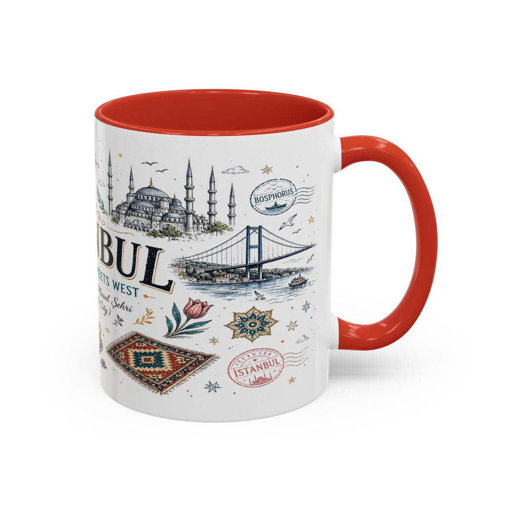 Istanbul Coffee Mug | Turkey Souvenir Travel Gift | Accent Color Ceramic 11oz 15oz