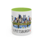 Pittsburgh Illustrated Travel Mug | City Souvenir Accent Coffee Mug | 11oz 15oz Ceramic Cup