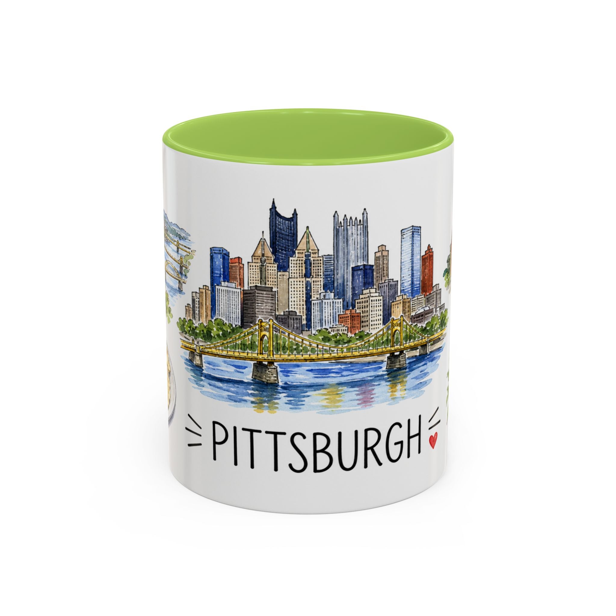 Pittsburgh Illustrated Travel Mug | City Souvenir Accent Coffee Mug | 11oz 15oz Ceramic Cup