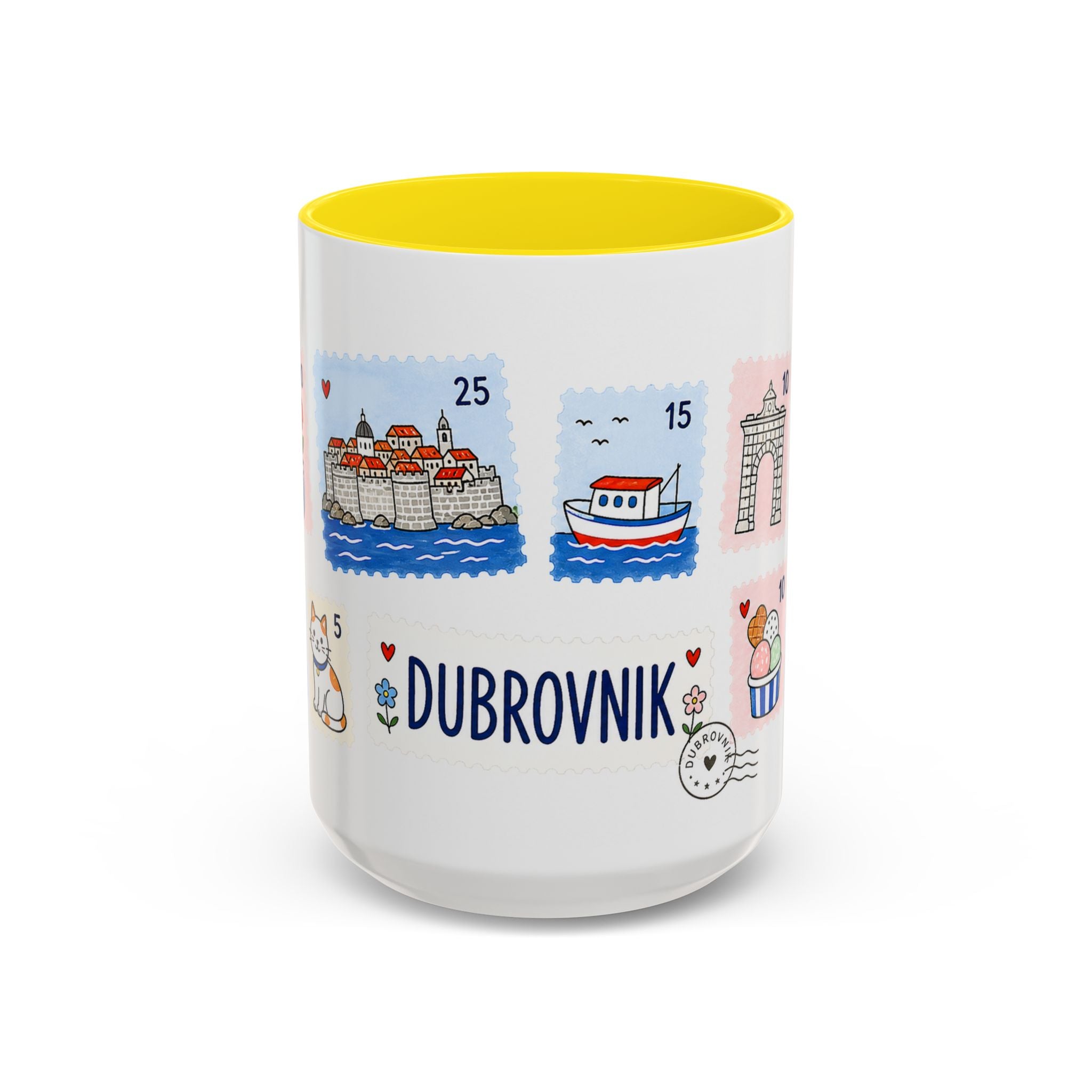 Dubrovnik Coffee Mug | Postage Stamp Collage Mug | Travel Souvenir Accent Cup 11oz 15oz