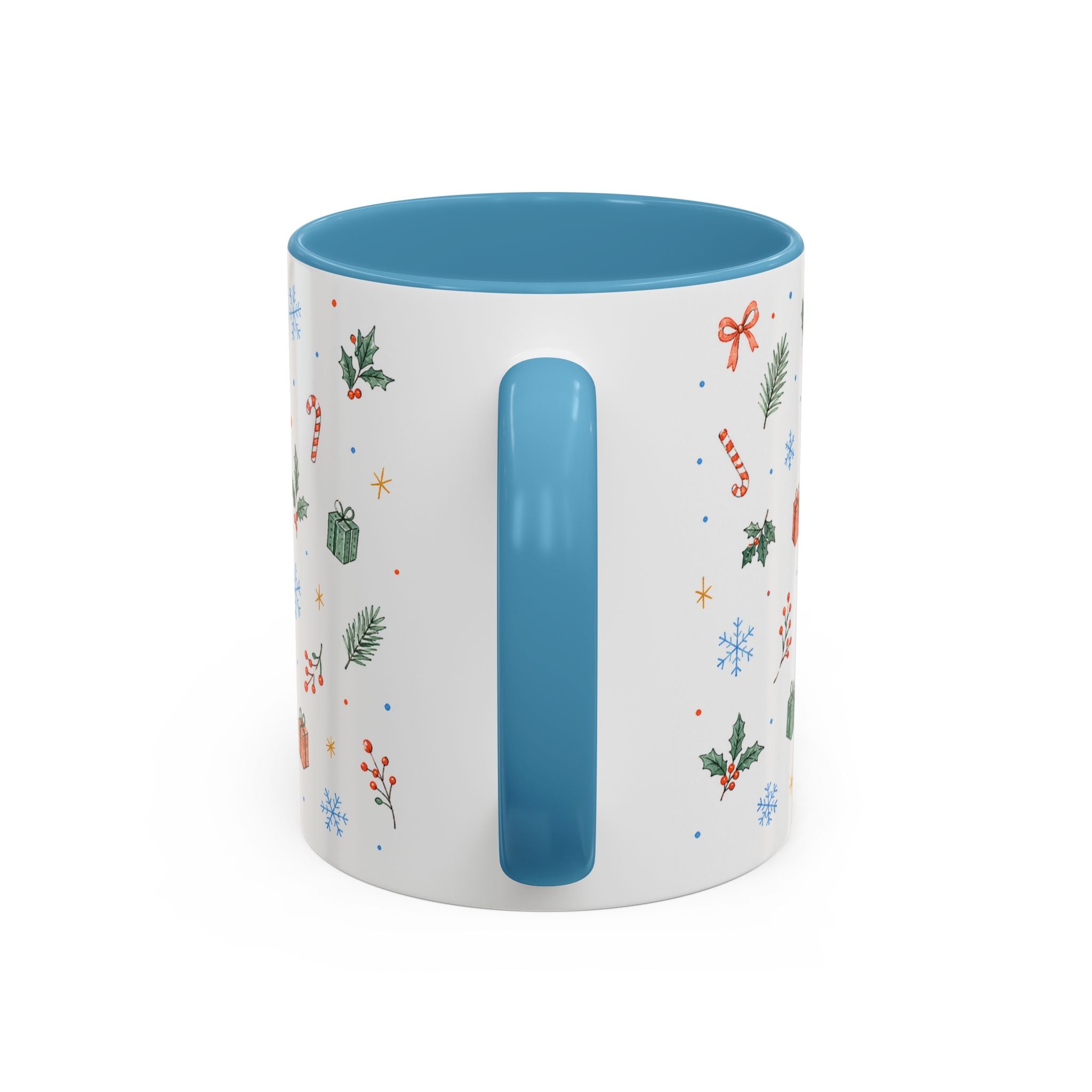 Christmas Candle Mug | Holly Wreath Watercolor Holiday Gift | Accent Cup 11oz 15oz