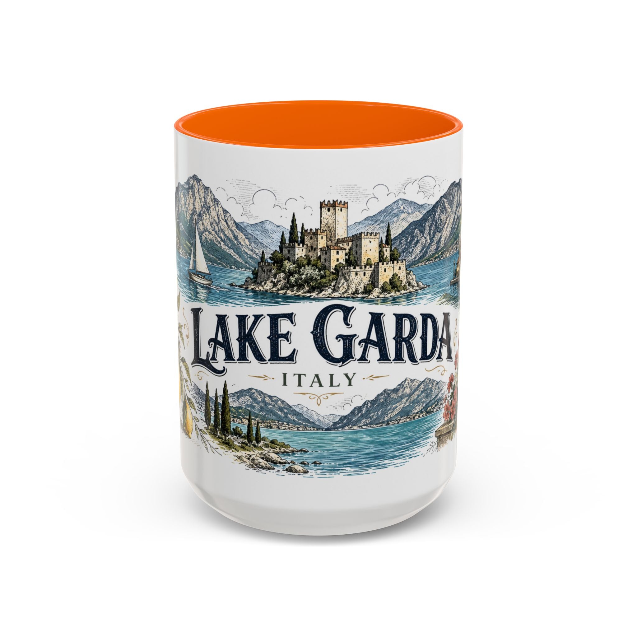 Lake Garda Mug, Italy Travel Souvenir, Bucket List Gift, Accent Ceramic Coffee Mug 11oz 15oz
