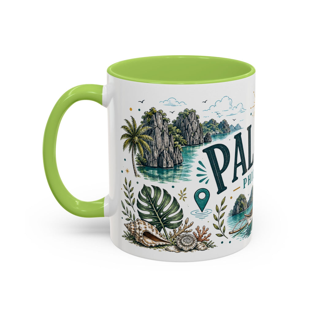 Palawan Coffee Mug | Travel Destination Souvenir Gift | Accent Color Ceramic 11oz 15oz