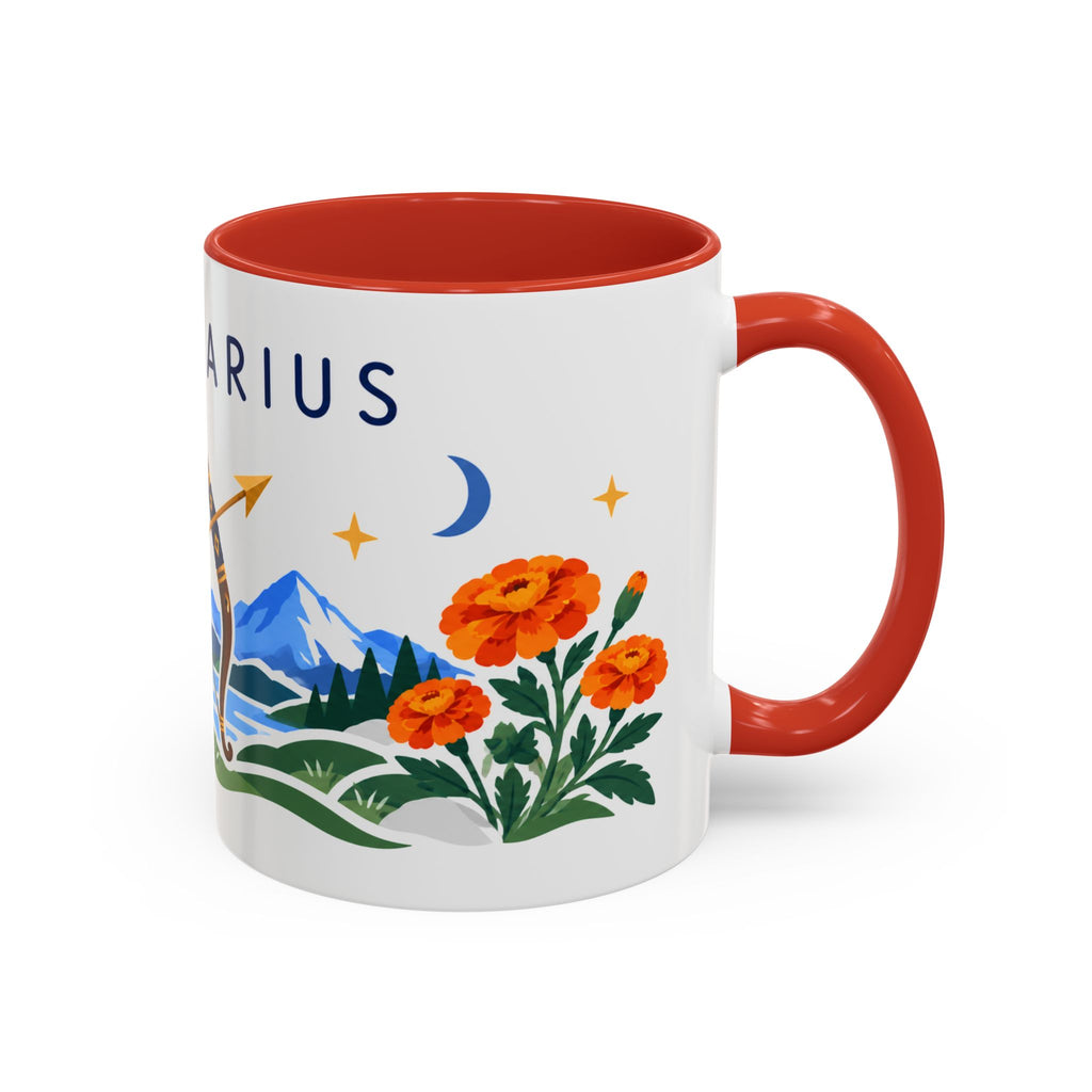 Sagittarius Zodiac Coffee Mug | Bow and Arrow Design | Astrology Birthday Gift | 11 oz 15 oz Ceramic Accent Mug