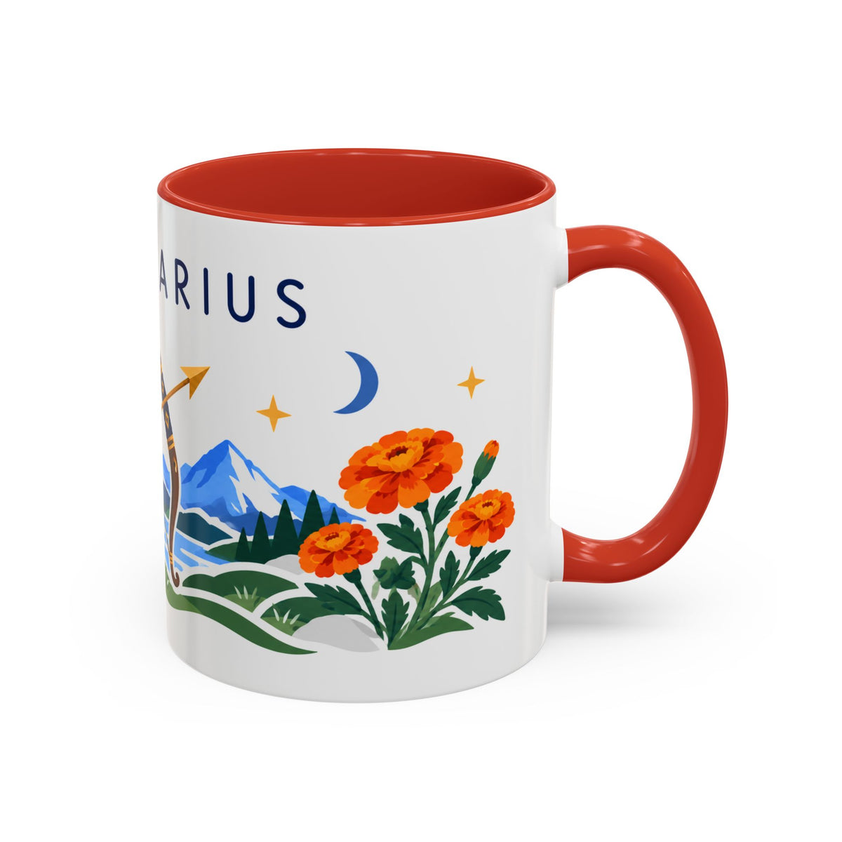 Sagittarius Zodiac Coffee Mug | Bow and Arrow Design | Astrology Birthday Gift | 11 oz 15 oz Ceramic Accent Mug