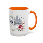 New York State Map Mug | Botanical Rose Accents, Long Distance Friendship Gift