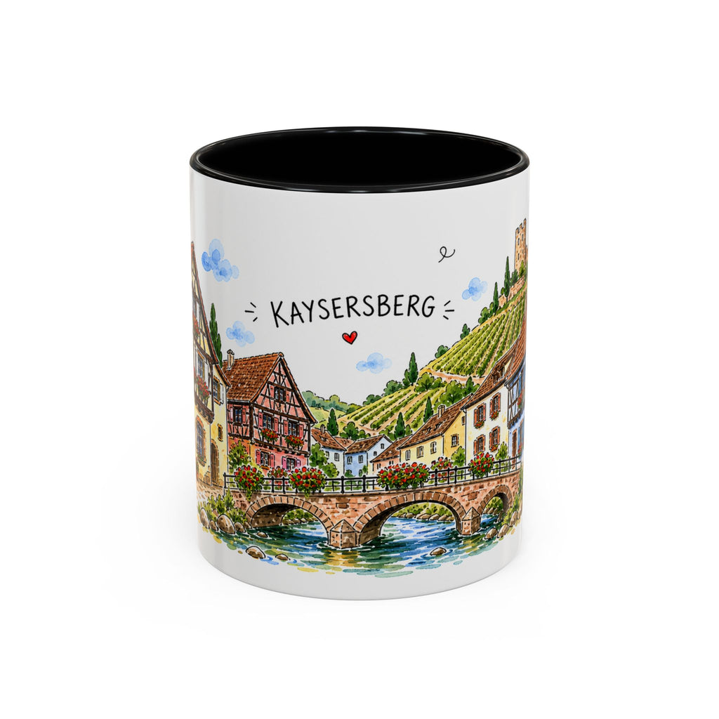 Kaysersberg Illustrated Travel Mug | France Souvenir Accent Coffee Mug | 11oz 15oz Ceramic Cup