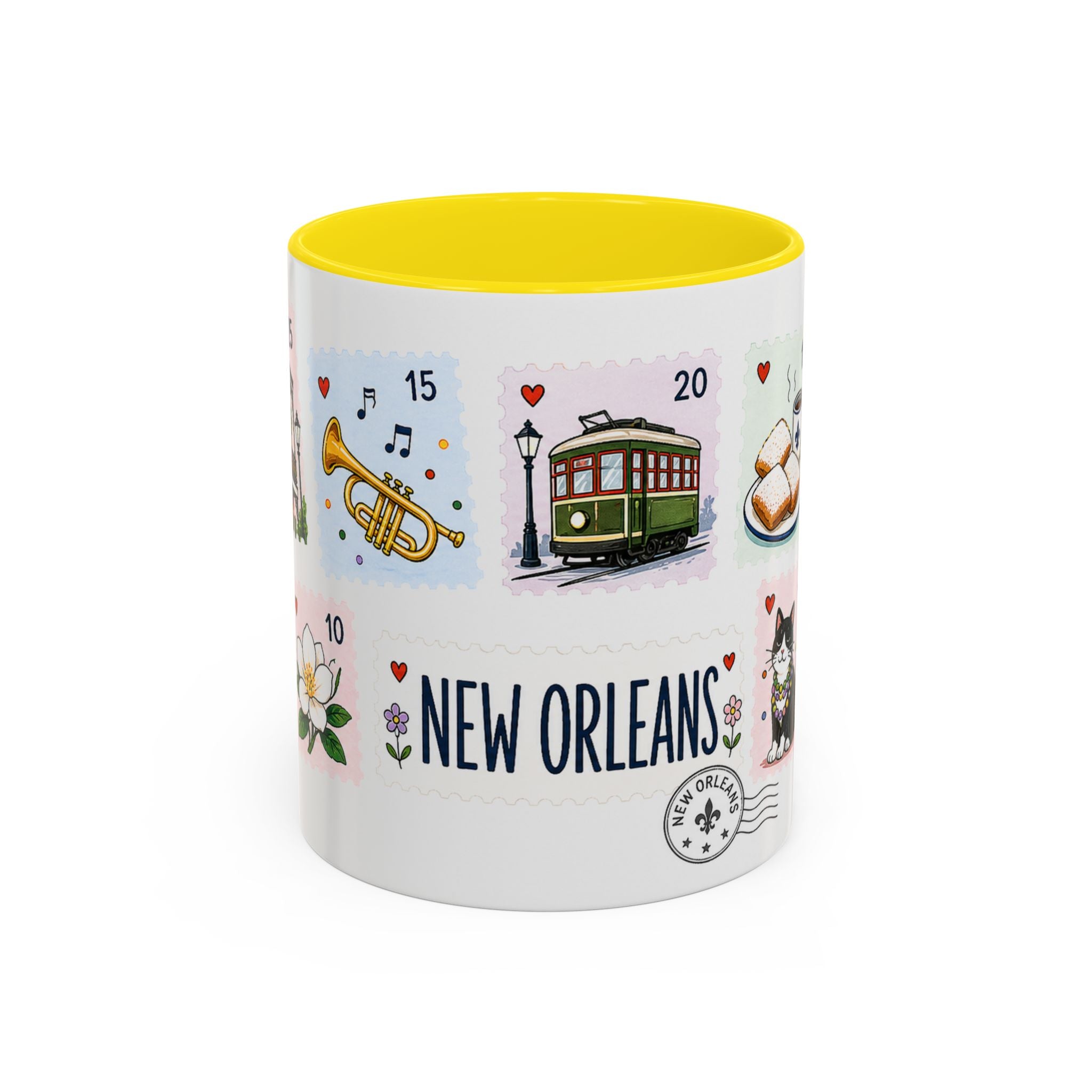 New Orleans Coffee Mug | Postage Stamp Collage Mug | Travel Souvenir Accent Cup 11oz 15oz