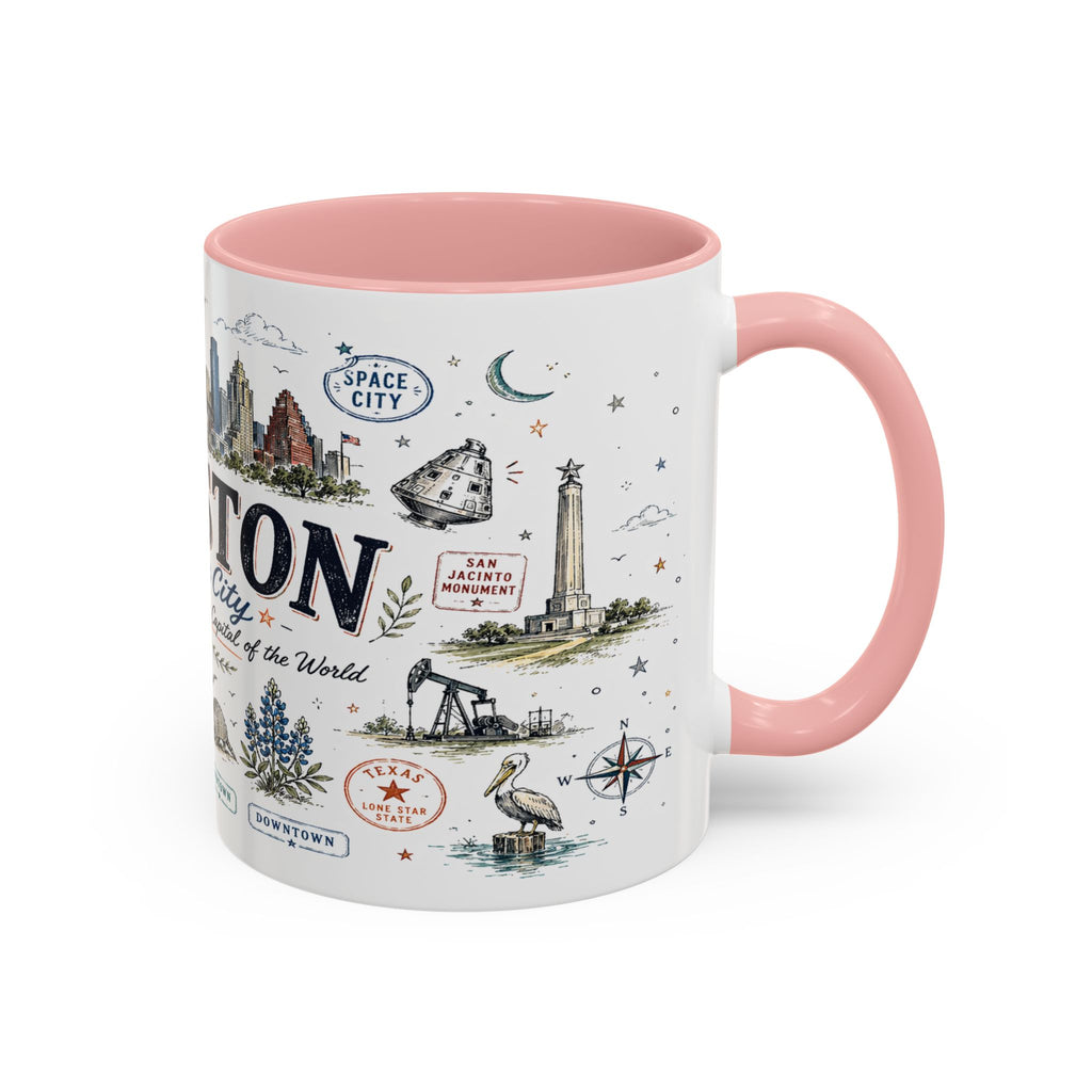 Houston Coffee Mug | Texas Souvenir City Gift | Accent Color Ceramic 11oz 15oz