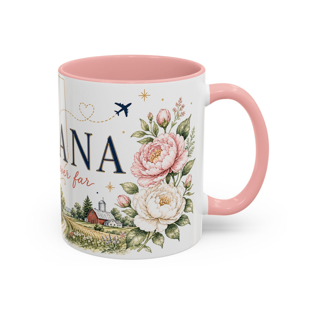 Indiana State Mug | Moving Away, Long Distance Friendship Gift | Botanical Map Accent Cup