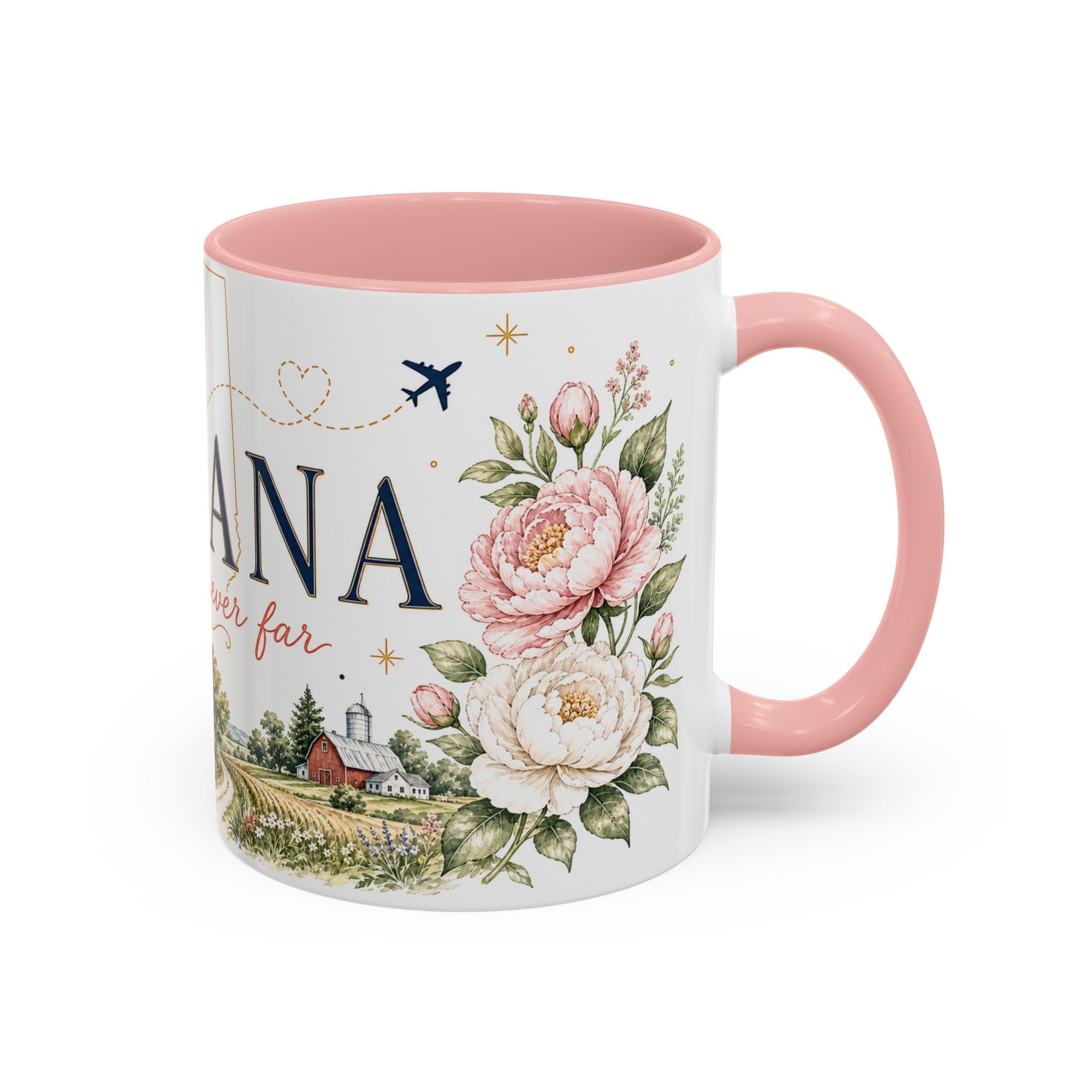 Indiana State Mug | Moving Away, Long Distance Friendship Gift | Botanical Map Accent Cup