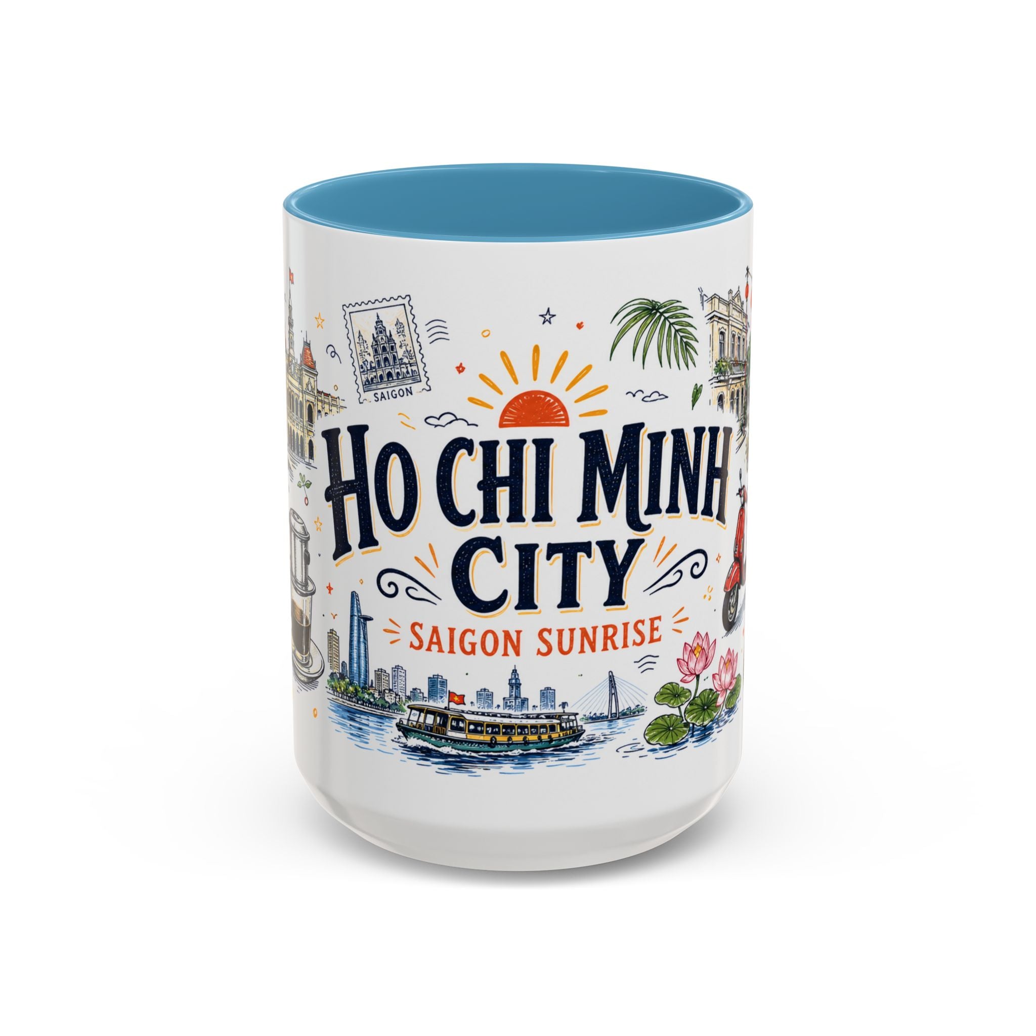 Ho Chi Minh City Coffee Mug | Vietnam Souvenir Travel Gift | Accent Color Ceramic 11oz 15oz