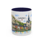 Dinant Illustrated Travel Mug | Belgium Souvenir Accent Coffee Mug | 11oz 15oz Ceramic Cup