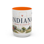 Indiana State Mug | Moving Away, Long Distance Friendship Gift | Botanical Map Accent Cup
