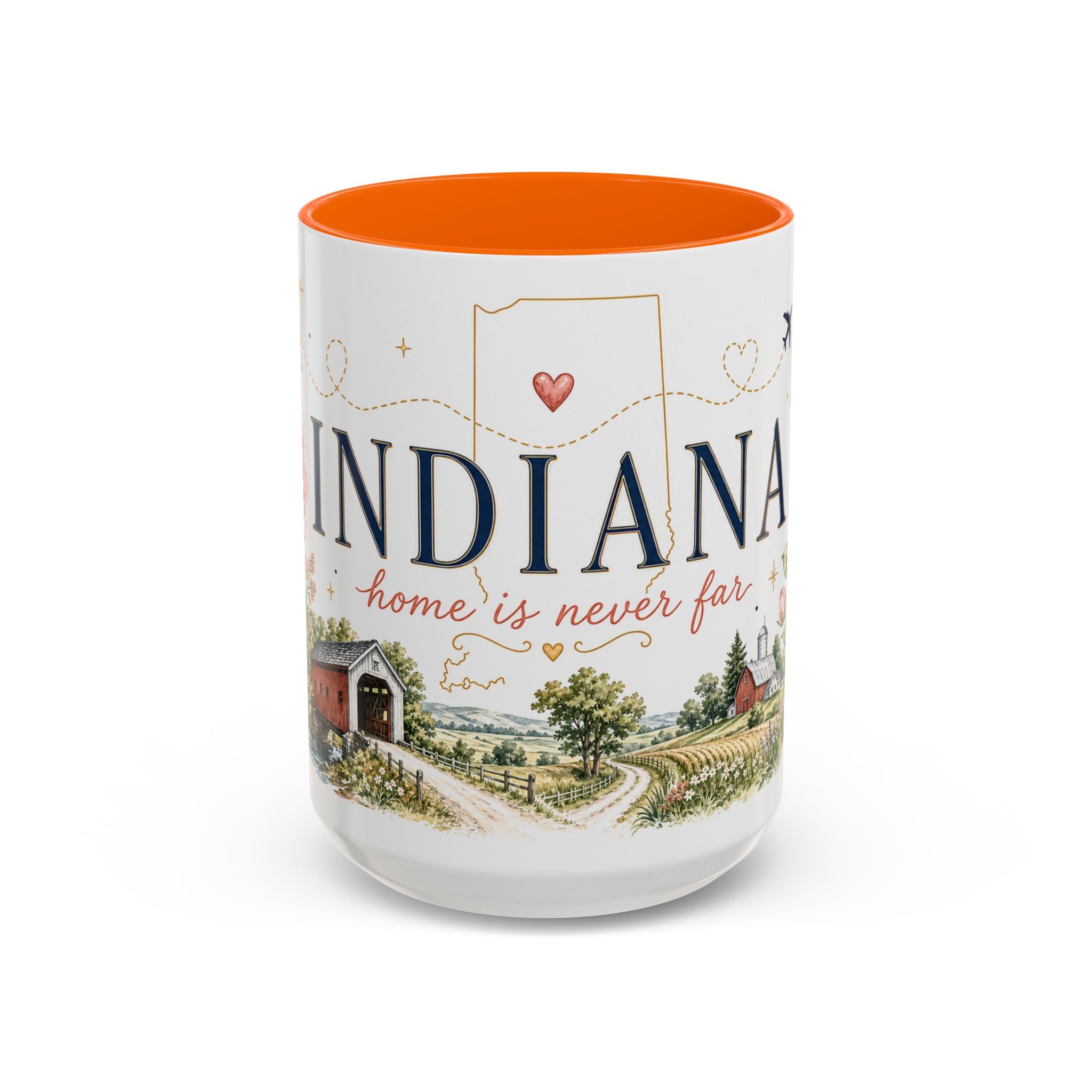 Indiana State Mug | Moving Away, Long Distance Friendship Gift | Botanical Map Accent Cup