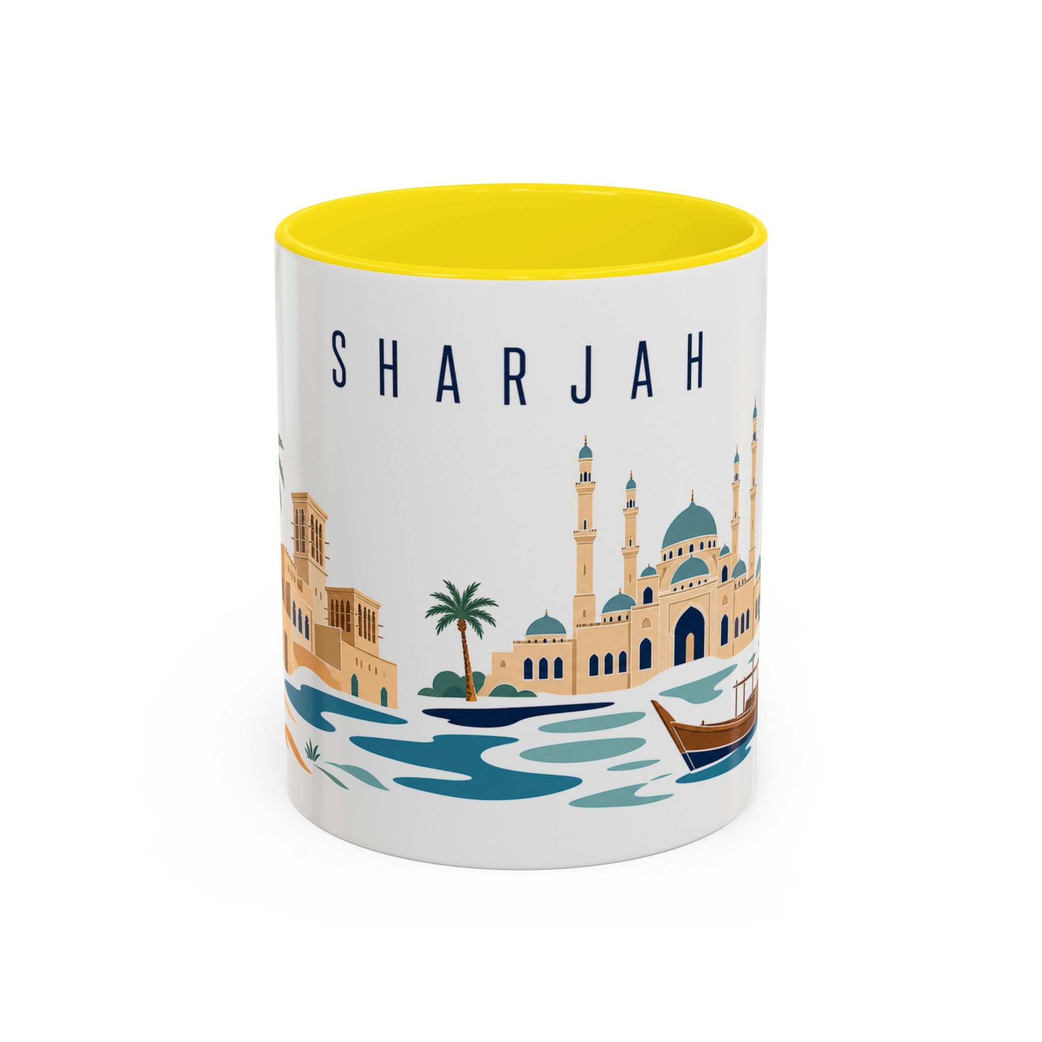 Sharjah Coffee Mug | United Arab Emirates Travel Souvenir | Porcelain Decal City Gift | 11oz 15oz Accent Mug