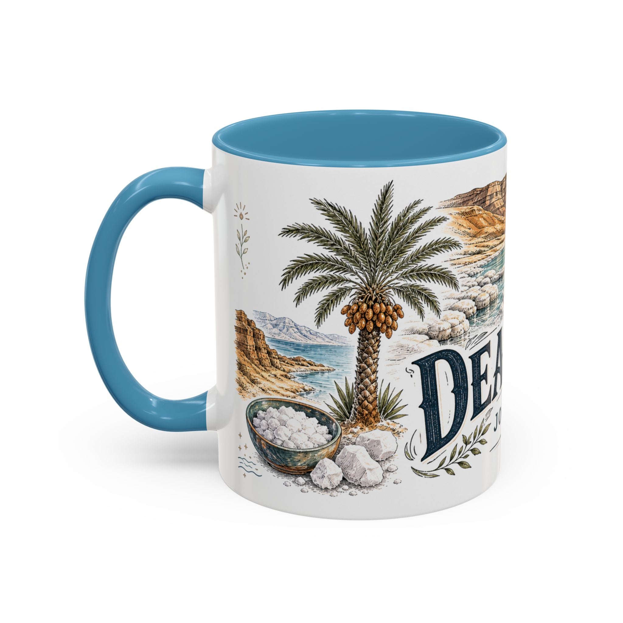 Dead Sea Mug, Jordan Travel Souvenir, Bucket List Gift, Accent Ceramic Coffee Mug 11oz 15oz