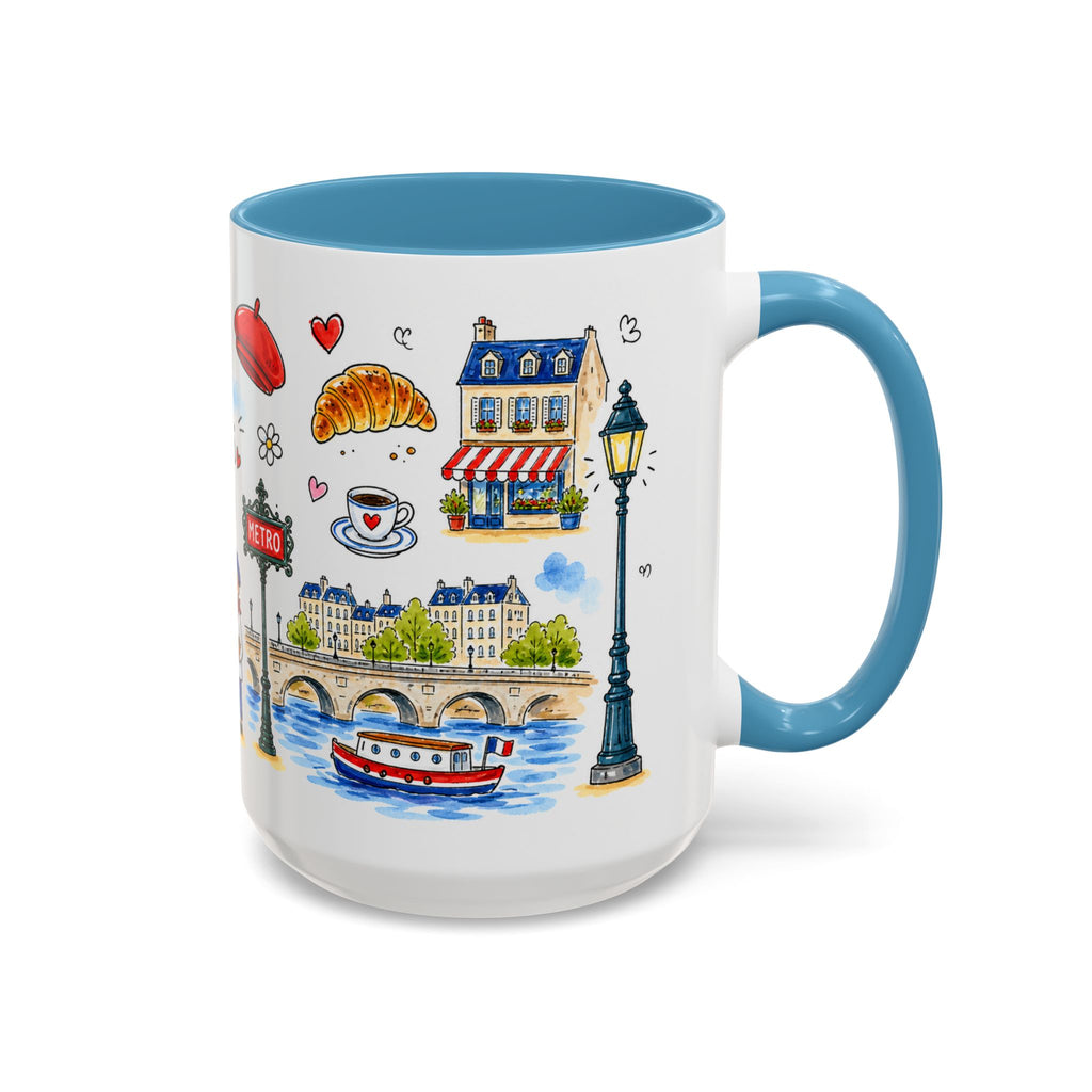 Paris Travel Mug | European City Souvenir Accent Coffee Mug | 11oz 15oz Ceramic Cup