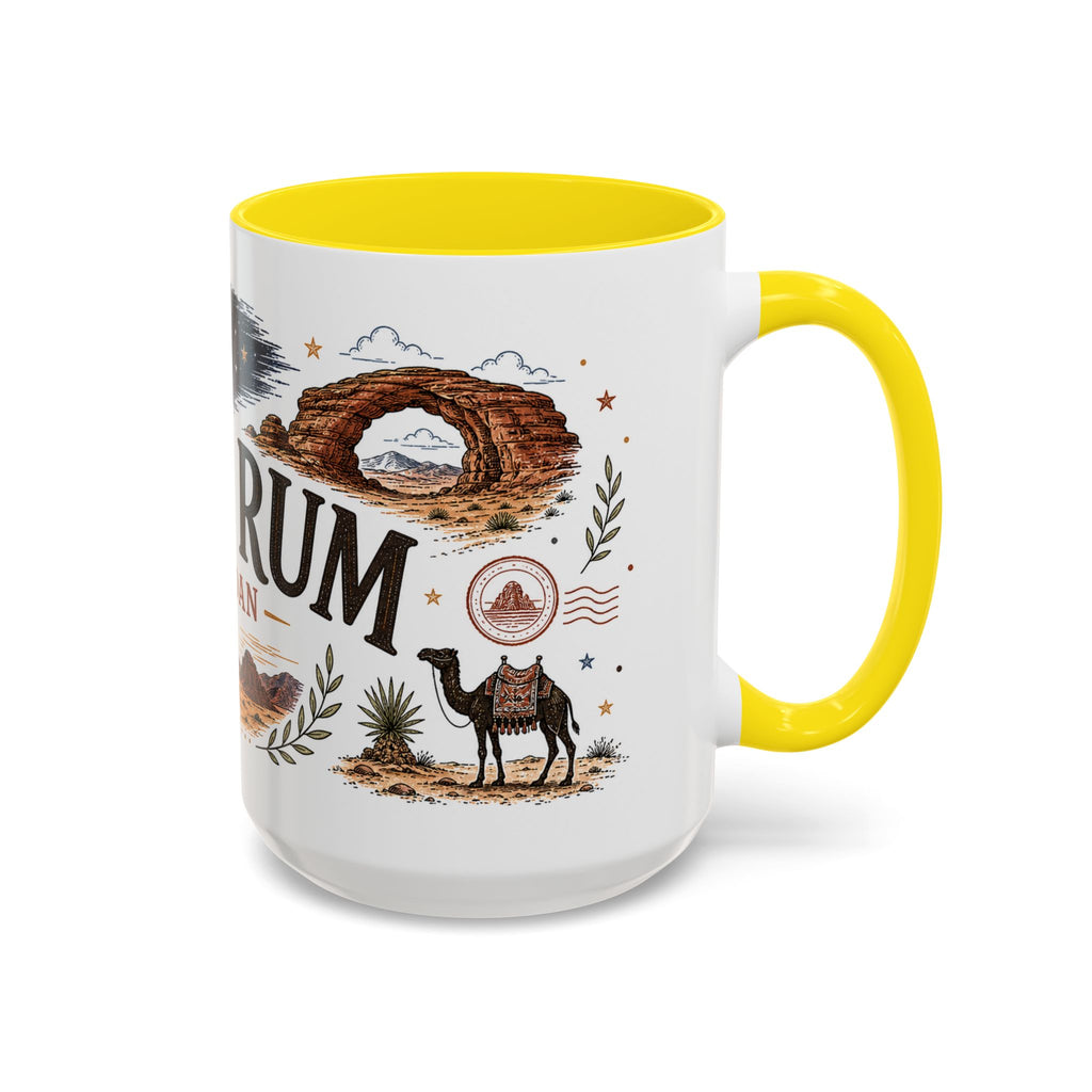 Wadi Rum Coffee Mug | Travel Destination Souvenir Gift | Accent Color Ceramic 11oz 15oz