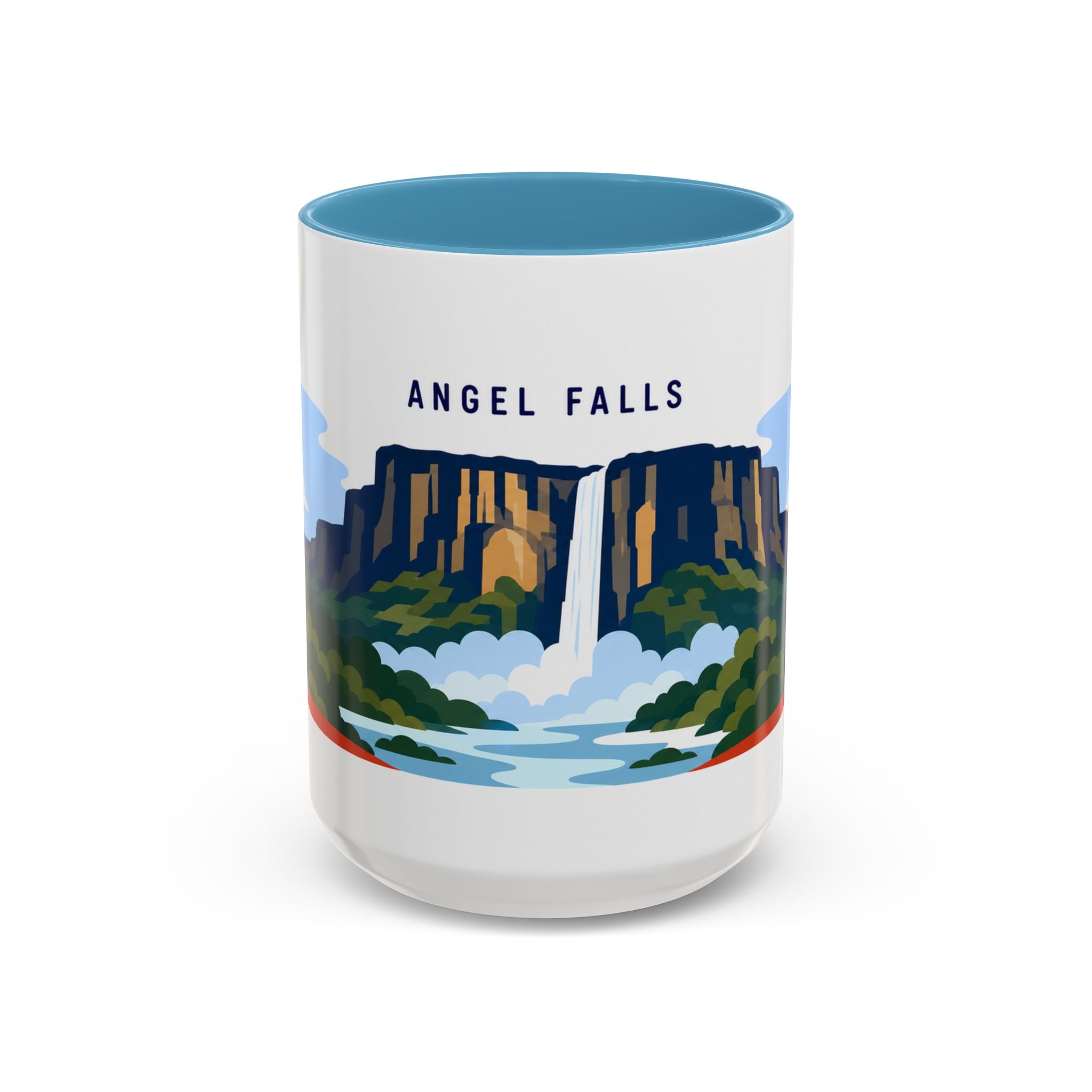 Angel Falls Coffee Mug | Travel Destination Souvenir Gift | Accent Color Ceramic 11oz 15oz