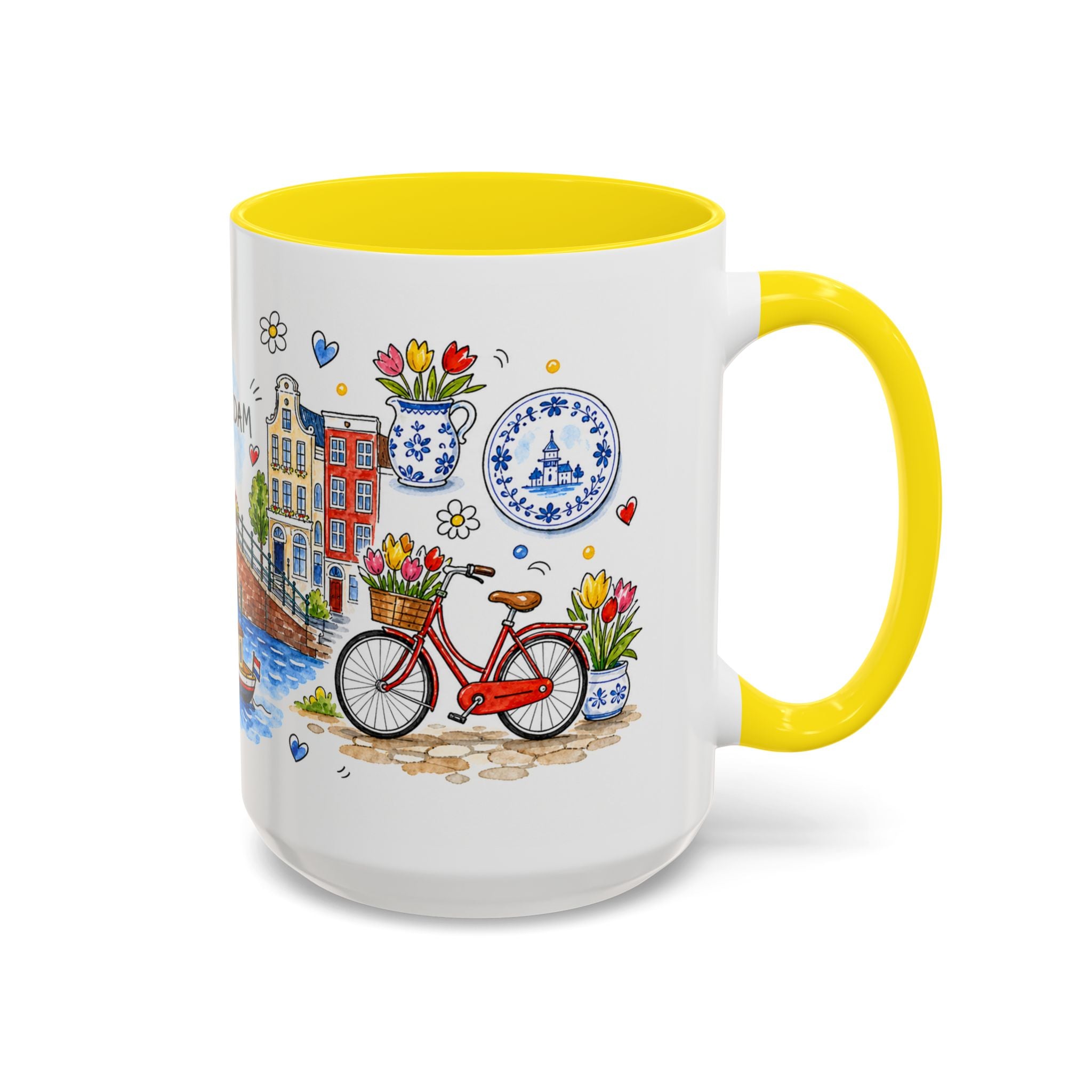 Amsterdam Travel Mug | European City Souvenir Accent Coffee Mug | 11oz 15oz Ceramic Cup