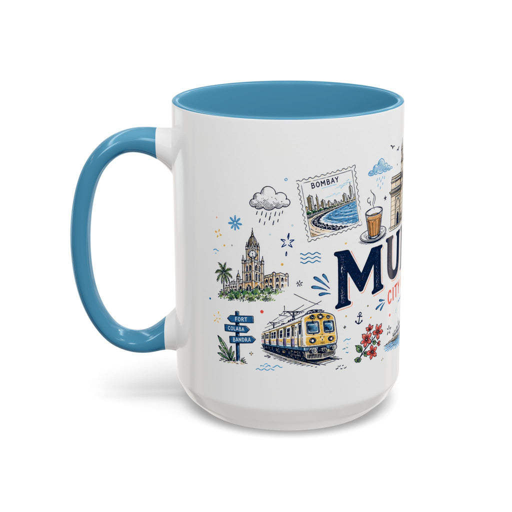 Mumbai Coffee Mug | India Souvenir Travel Gift | Accent Color Ceramic 11oz 15oz
