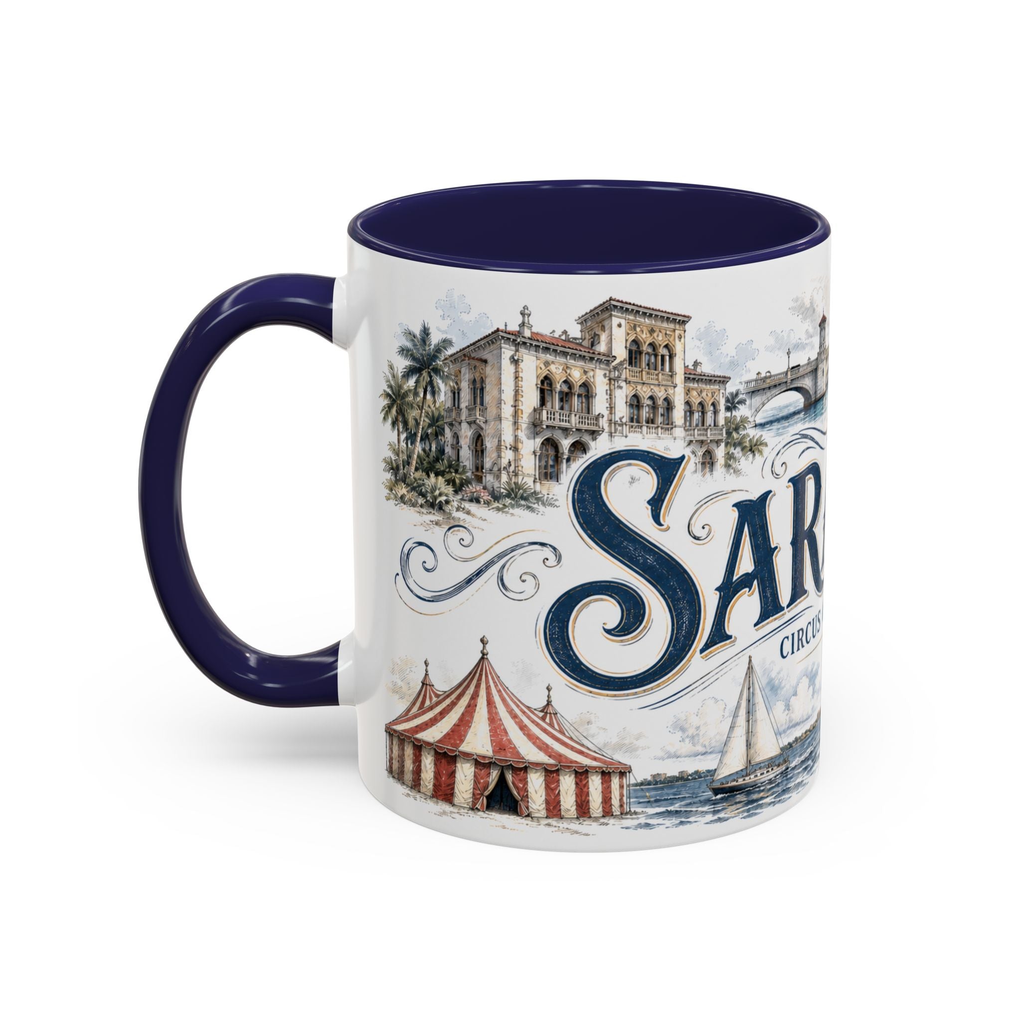 Sarasota Coffee Mug | United States Travel Souvenir | Vintage Illustrated City Gift | 11 oz 15 oz Accent Mug