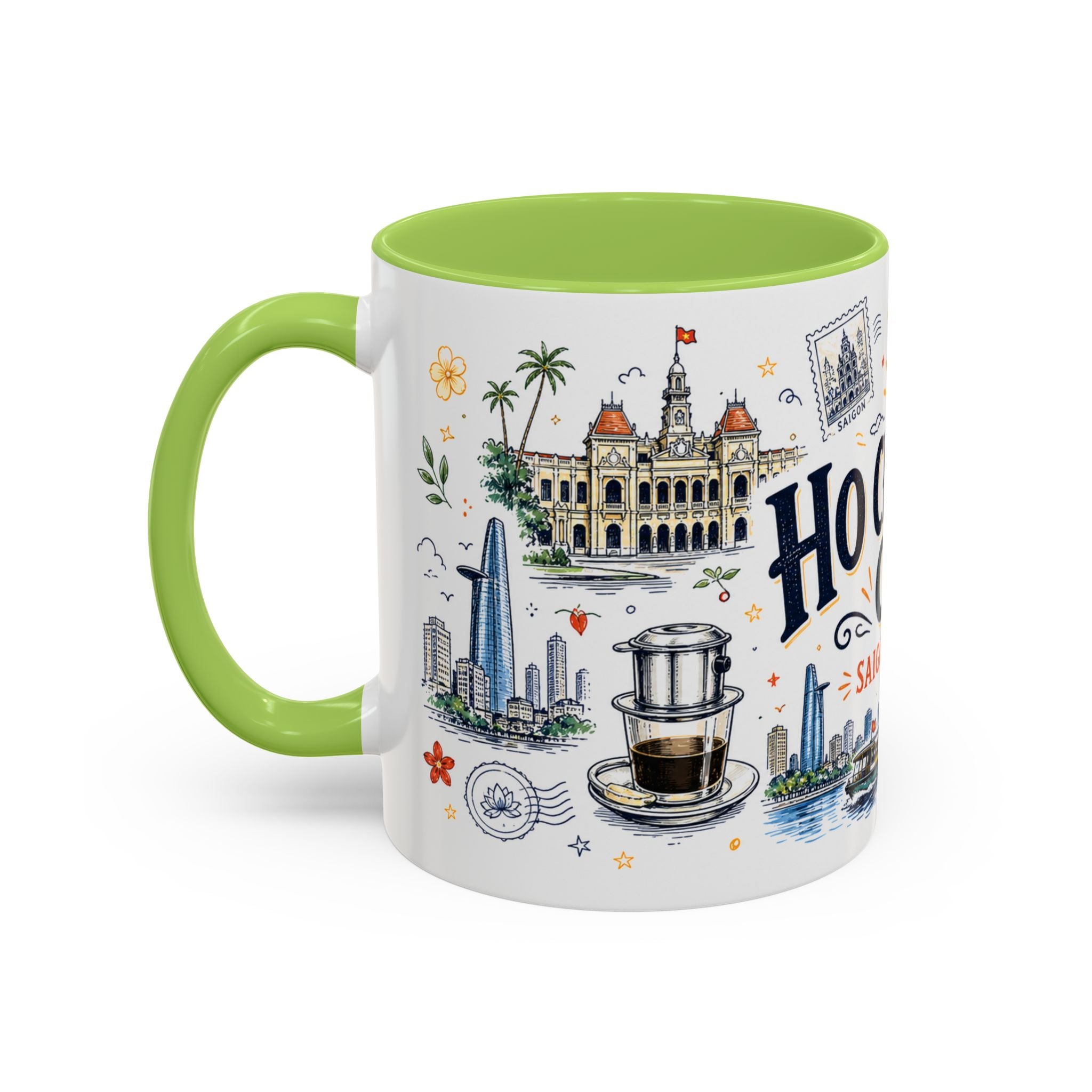 Ho Chi Minh City Coffee Mug | Vietnam Souvenir Travel Gift | Accent Color Ceramic 11oz 15oz