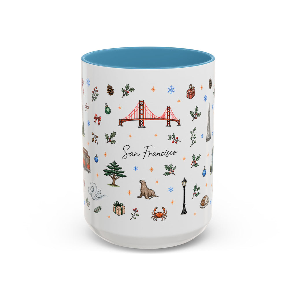 San Francisco Christmas Mug | Watercolor City Souvenir | Ceramic Coffee Cup