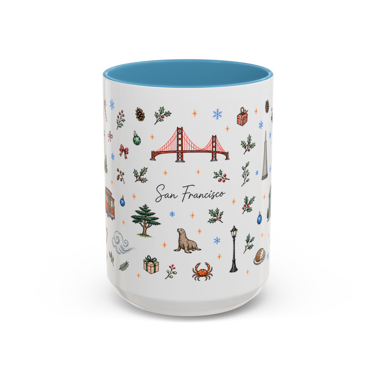 San Francisco Christmas Mug | Watercolor City Souvenir | Ceramic Coffee Cup