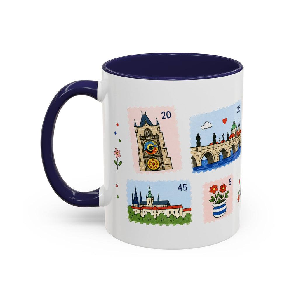 Prague Coffee Mug | Postage Stamp Collage Mug | Travel Souvenir Accent Cup 11oz 15oz