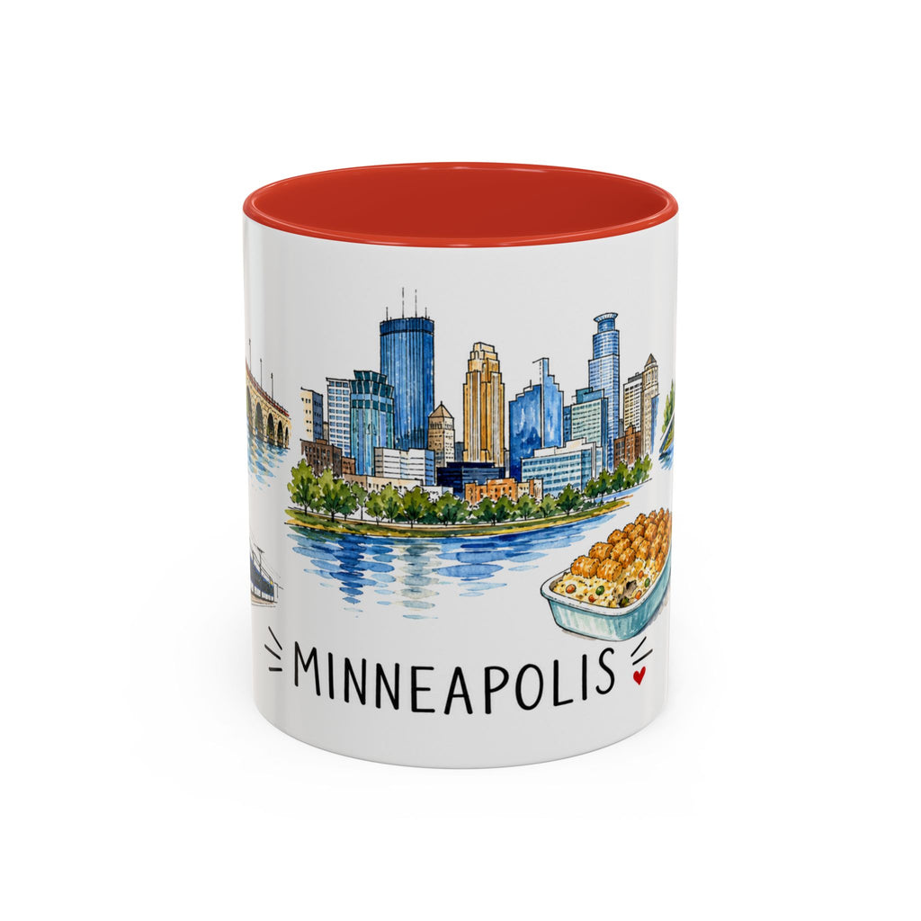 Minneapolis Illustrated Travel Mug | City Souvenir Accent Coffee Mug | 11oz 15oz Ceramic Cup