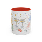 New Year Mug | Midnight Clock Toast Watercolor Celebration Gift | Accent Cup 11oz 15oz