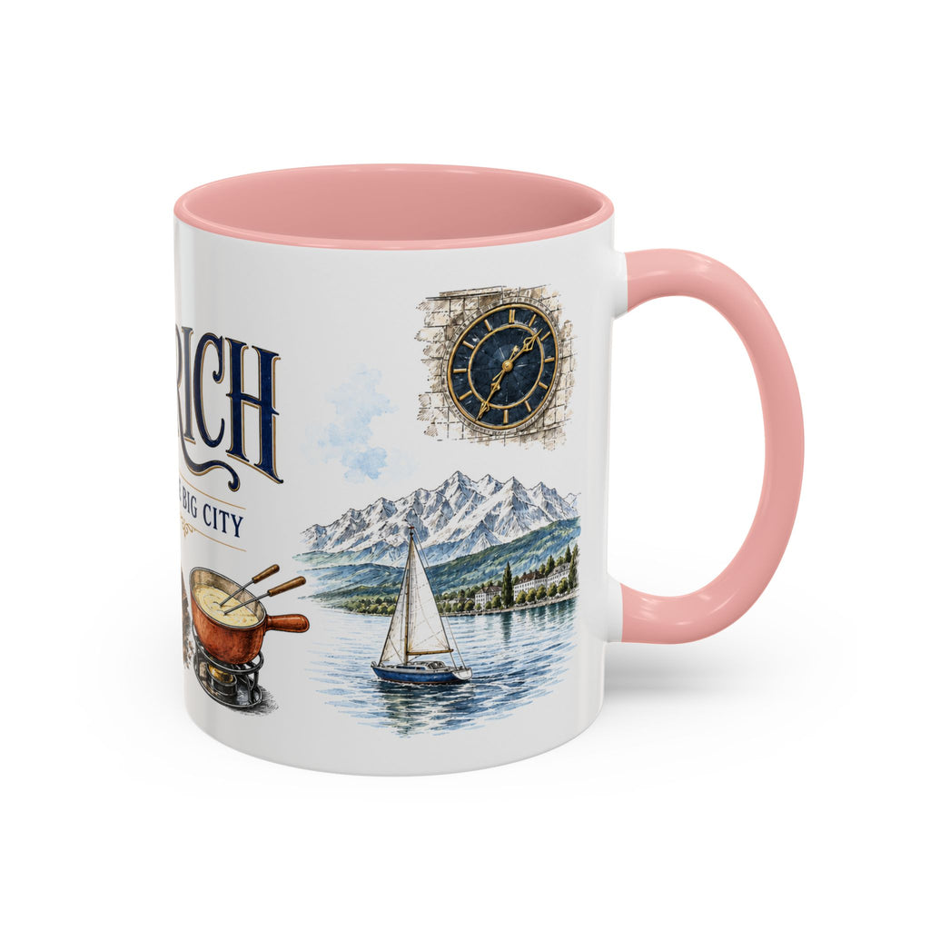 Zurich Coffee Mug | Switzerland Travel Souvenir | Vintage Illustrated City Gift | 11 oz 15 oz Accent Mug