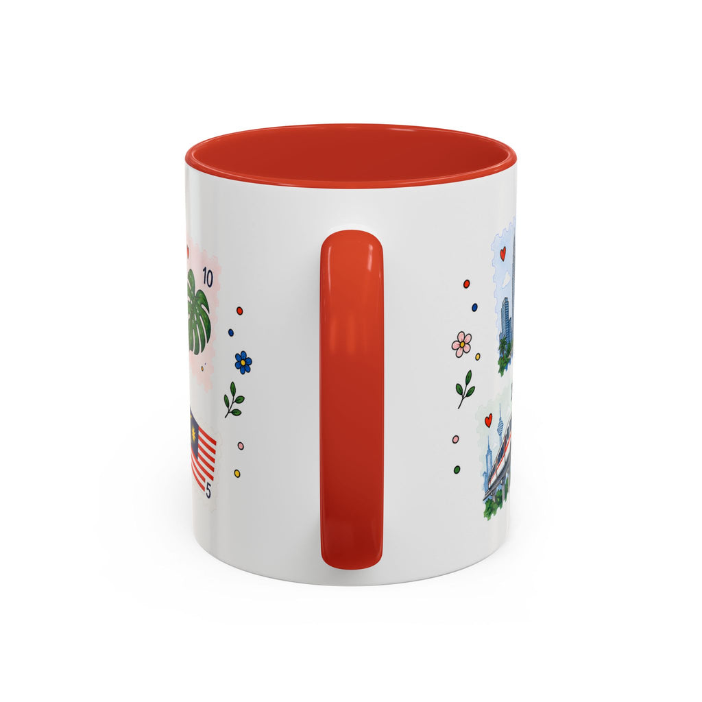 Kuala Lumpur Coffee Mug | Postage Stamp Collage Mug | Travel Souvenir Accent Cup 11oz 15oz