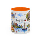 Boston Illustrated Travel Mug | City Souvenir Accent Coffee Mug | 11oz 15oz Ceramic Cup