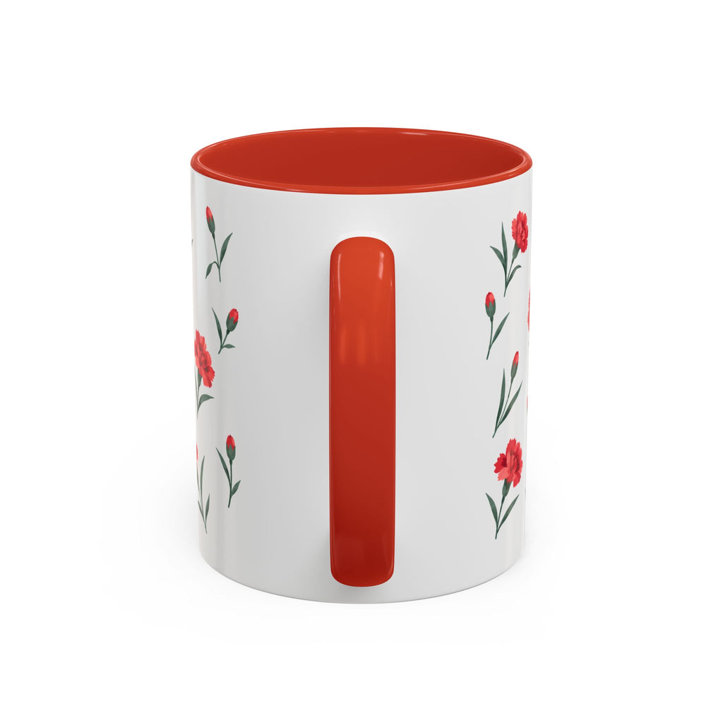 Ohio Scarlet Carnation Mug, State Flower Floral Coffee Cup, 11oz Botanical Gift